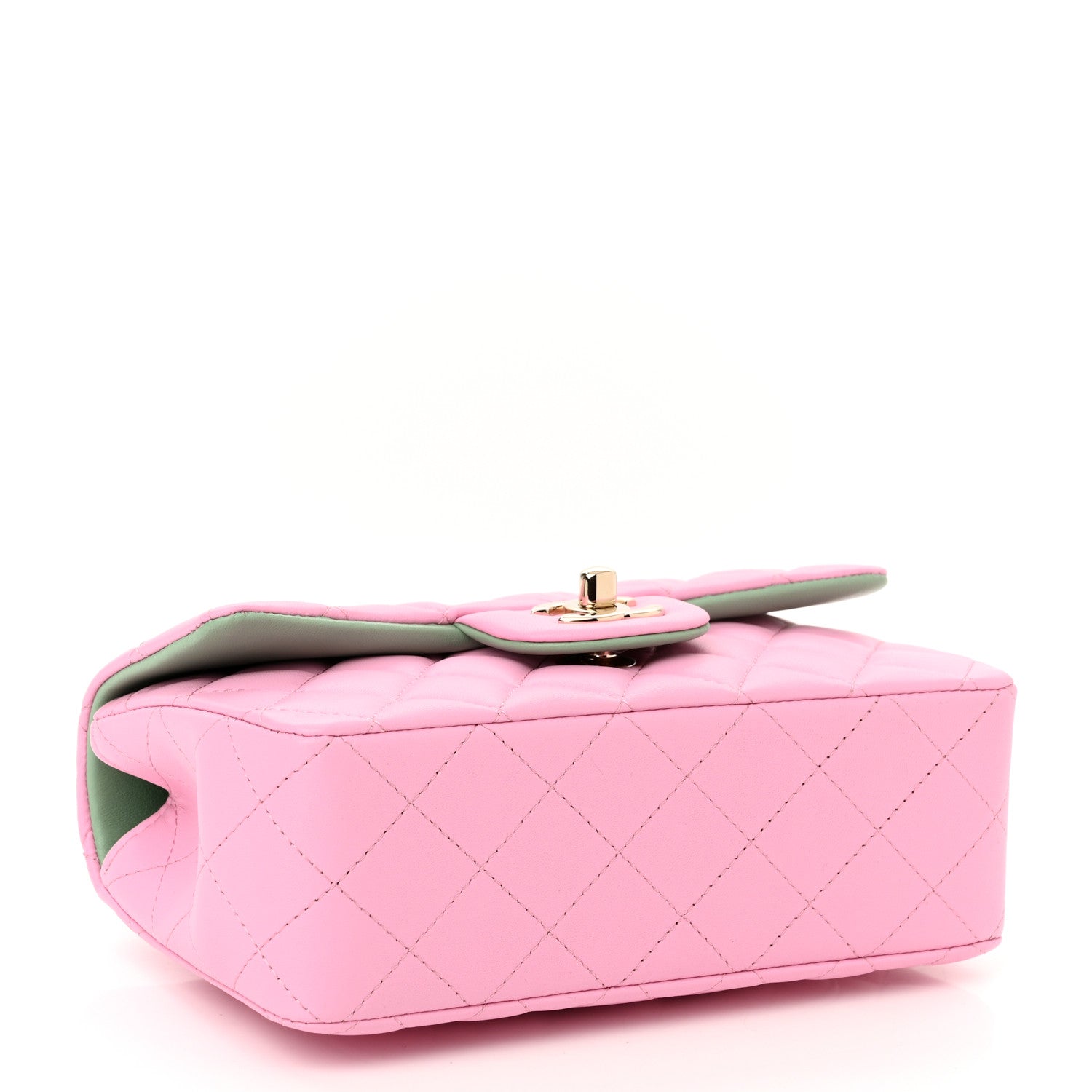Chanel Lambskin Quilted Mini Top Handle Rectangular Flap Lilac Light Green 4 of 10
