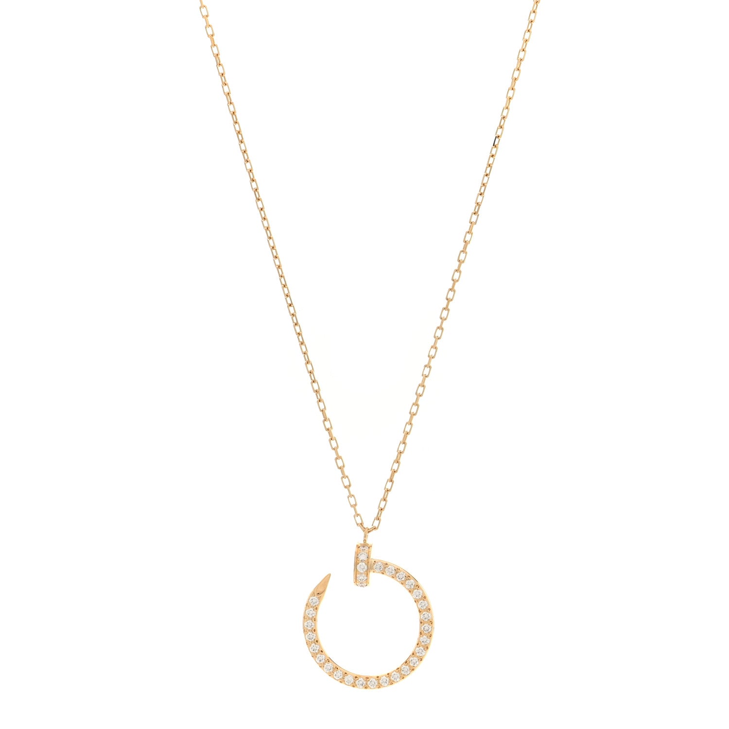 Cartier 18K Yellow Gold Diamond Juste Un Clou Paved Pendant Necklace 1 of 4