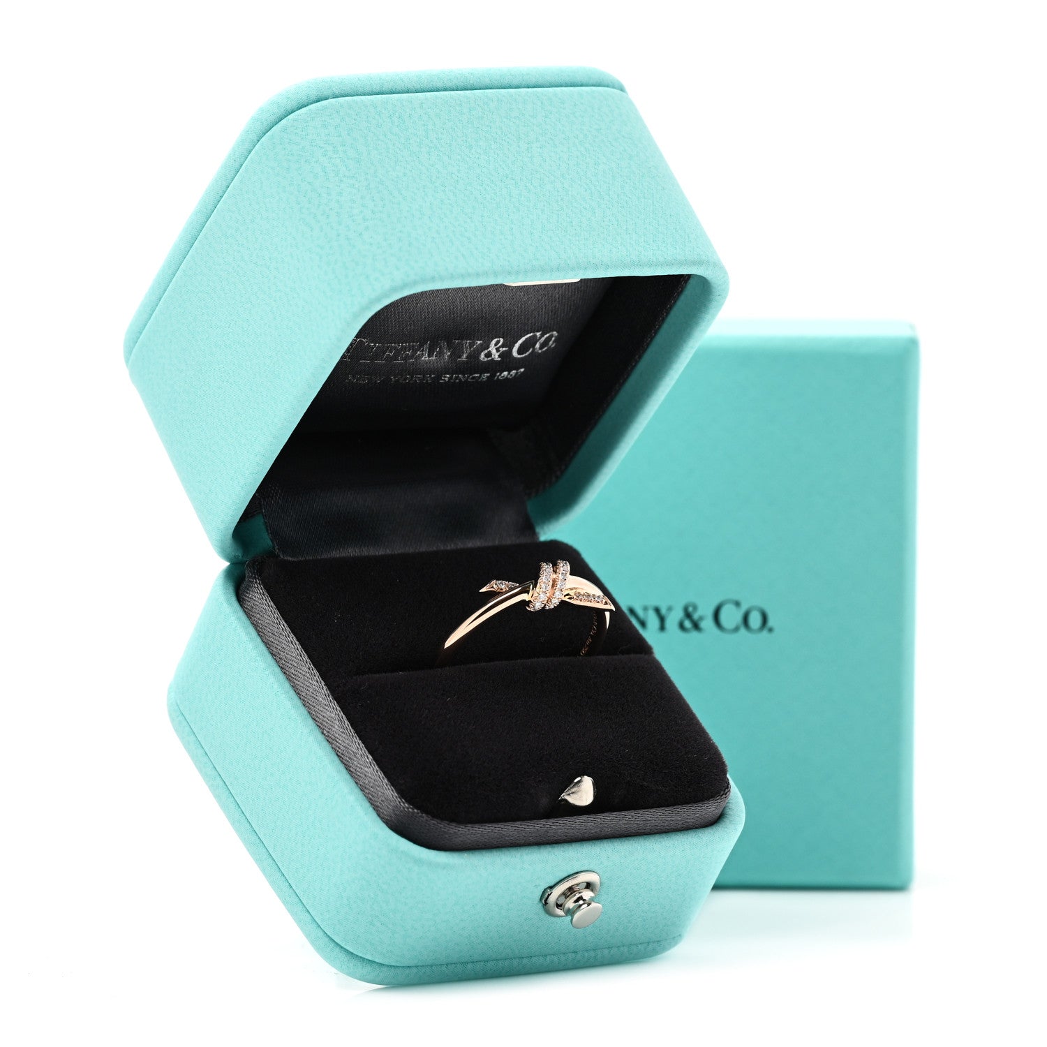 Tiffany 18K Rose Gold Diamond Small Knot Ring 55 7.25 6 of 6