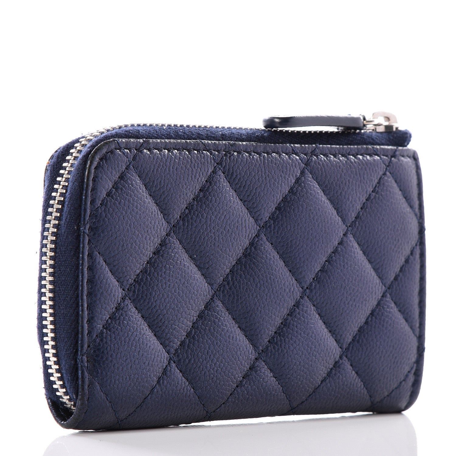 Chanel Metallic Caviar Quilted Diamond CC Key Holder Case Navy 2 of 9