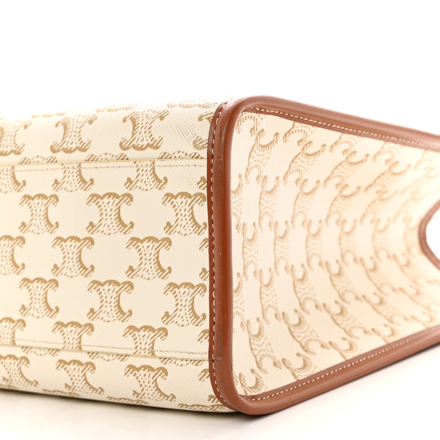 Triomphe Canvas Calfskin Mini Horizontal Cabas White
