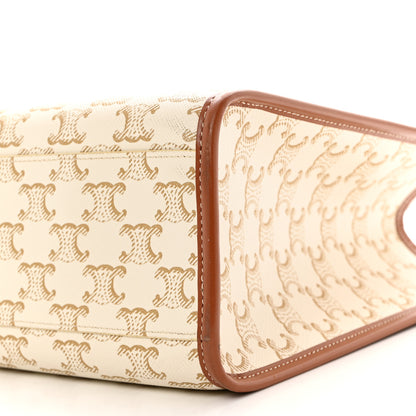 Celine Triomphe Canvas Calfskin Mini Horizontal Cabas White 9 of 9
