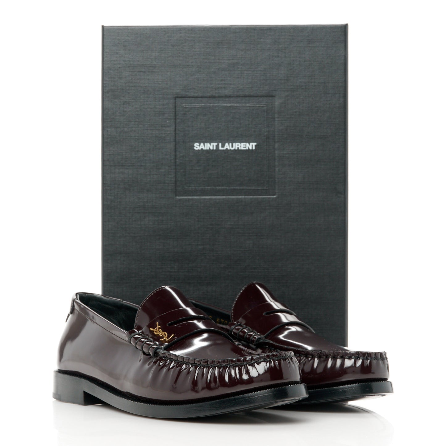 Patent Calfskin Penny Loafers 37 Cordovan Red