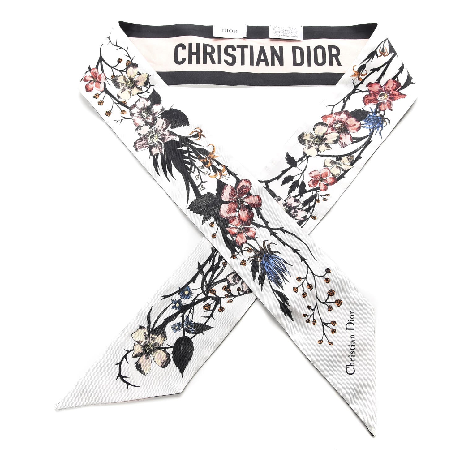 Christian Dior Silk Rosa Mutabilis Mitzah Scarf Beige 1 of 3