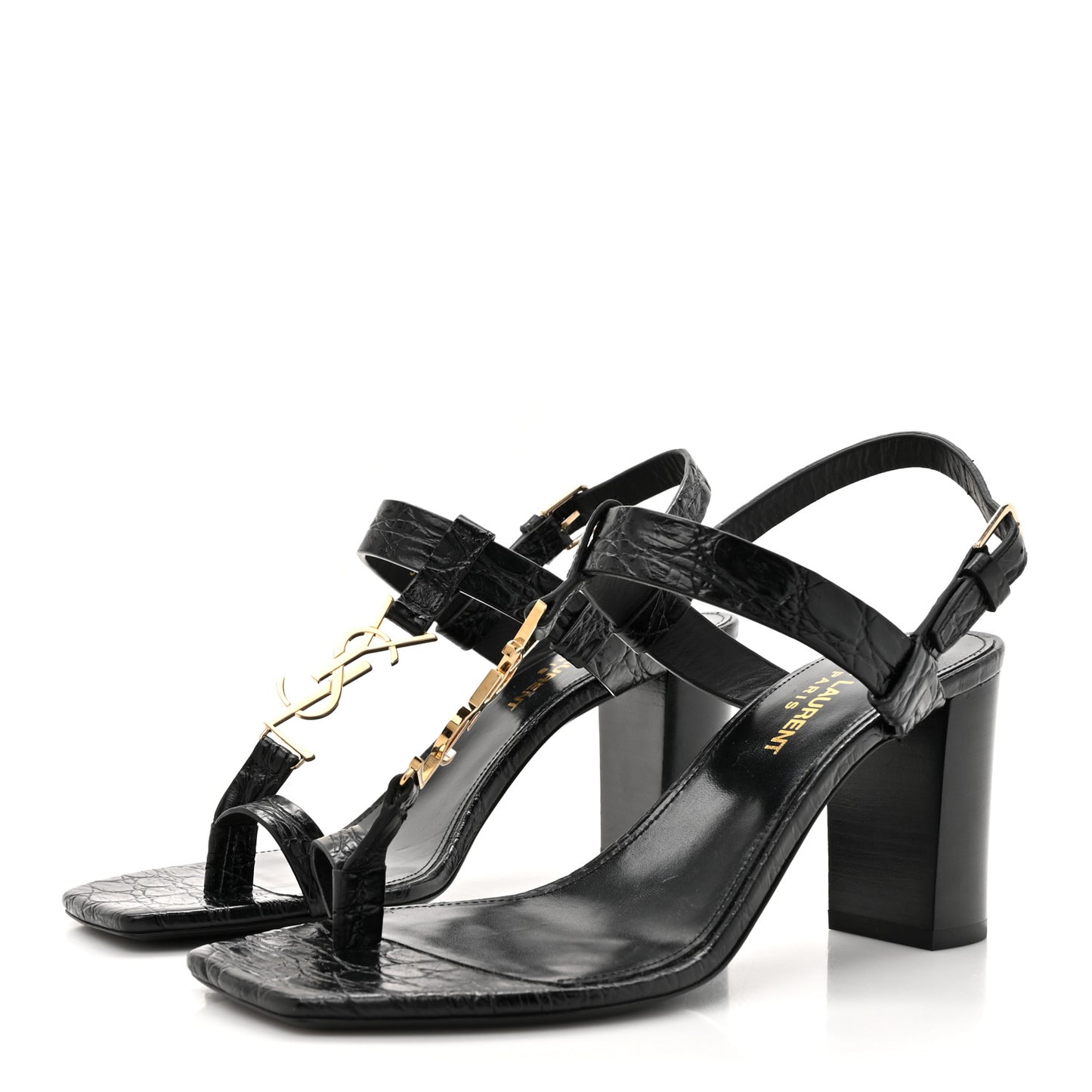 Calfskin Fake Cocco Cassandra 75 Sandals 36 Black