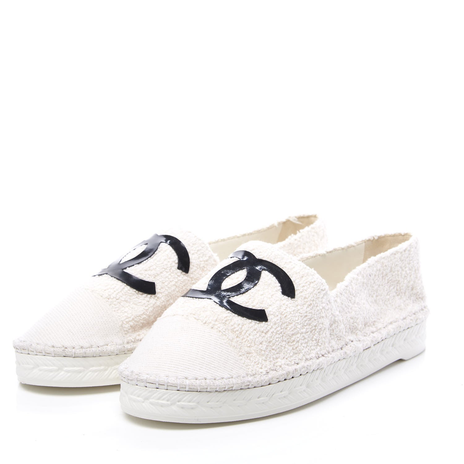 Chanel Terry Cloth CC Espadrilles 36 White Black 2 of 10