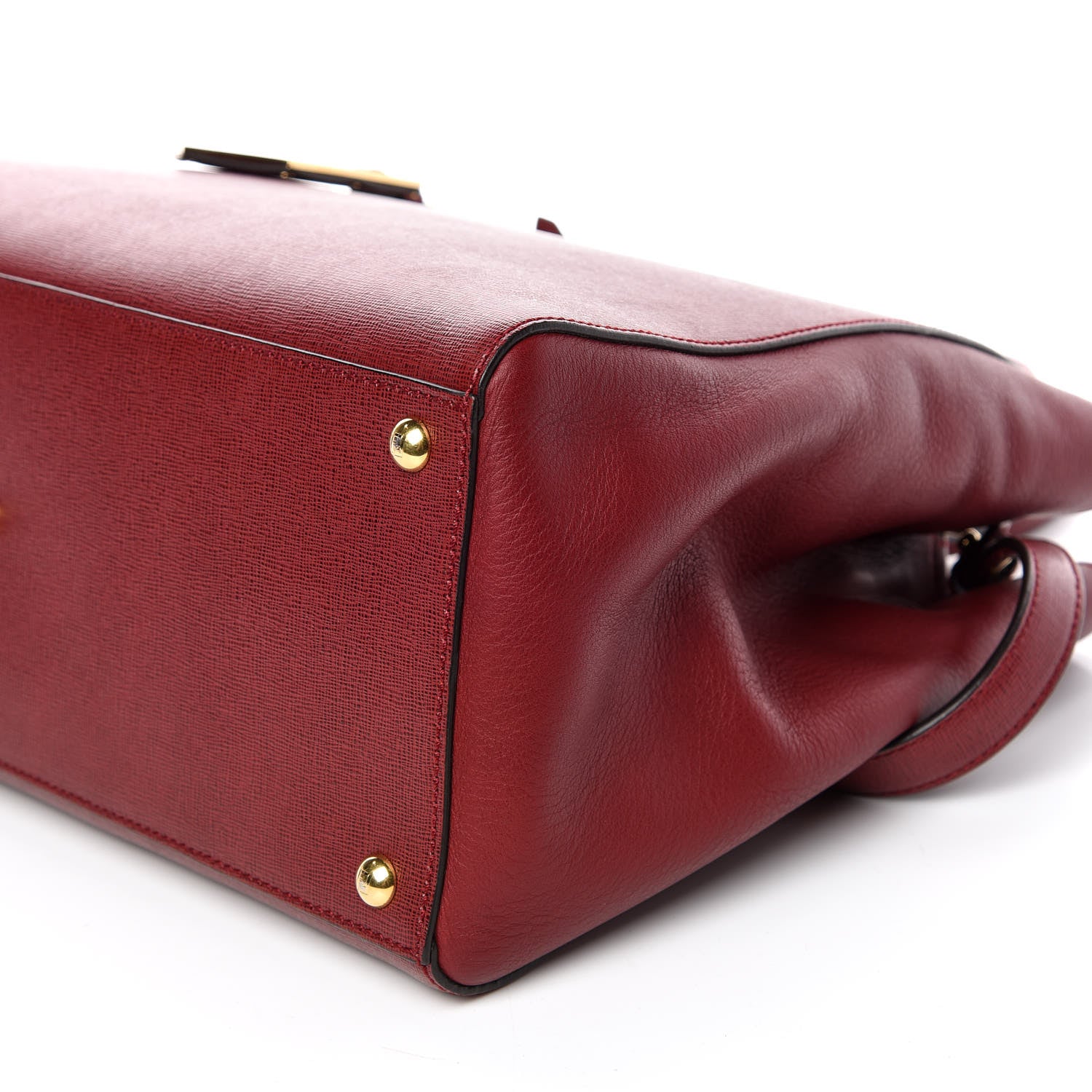 Fendi Vitello Elite Regular 2Jours Tote Rosso Scuro Ciliegia 6 of 9