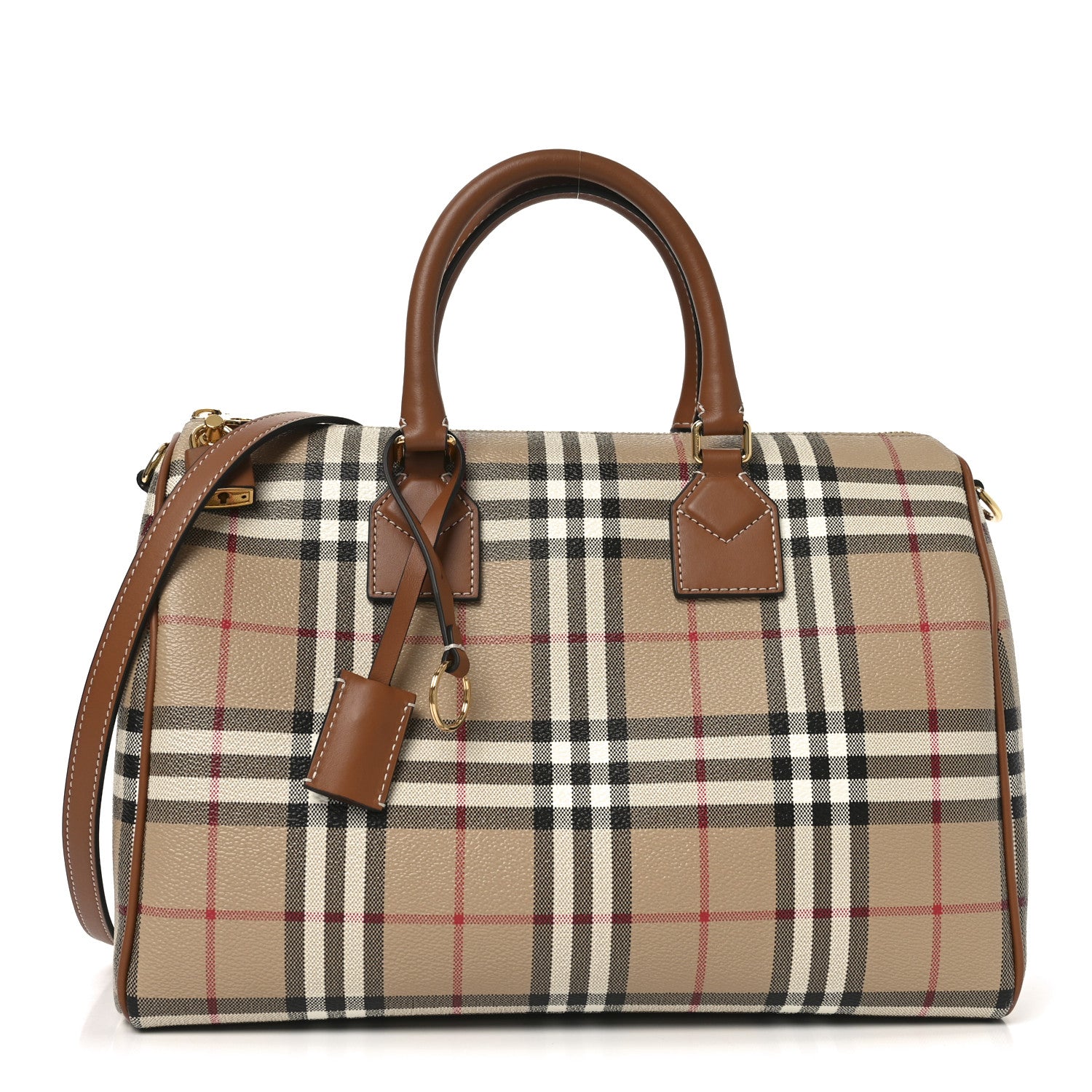 Burberry Horseferry Check Medium Bowling Bag Tan 1 of 9