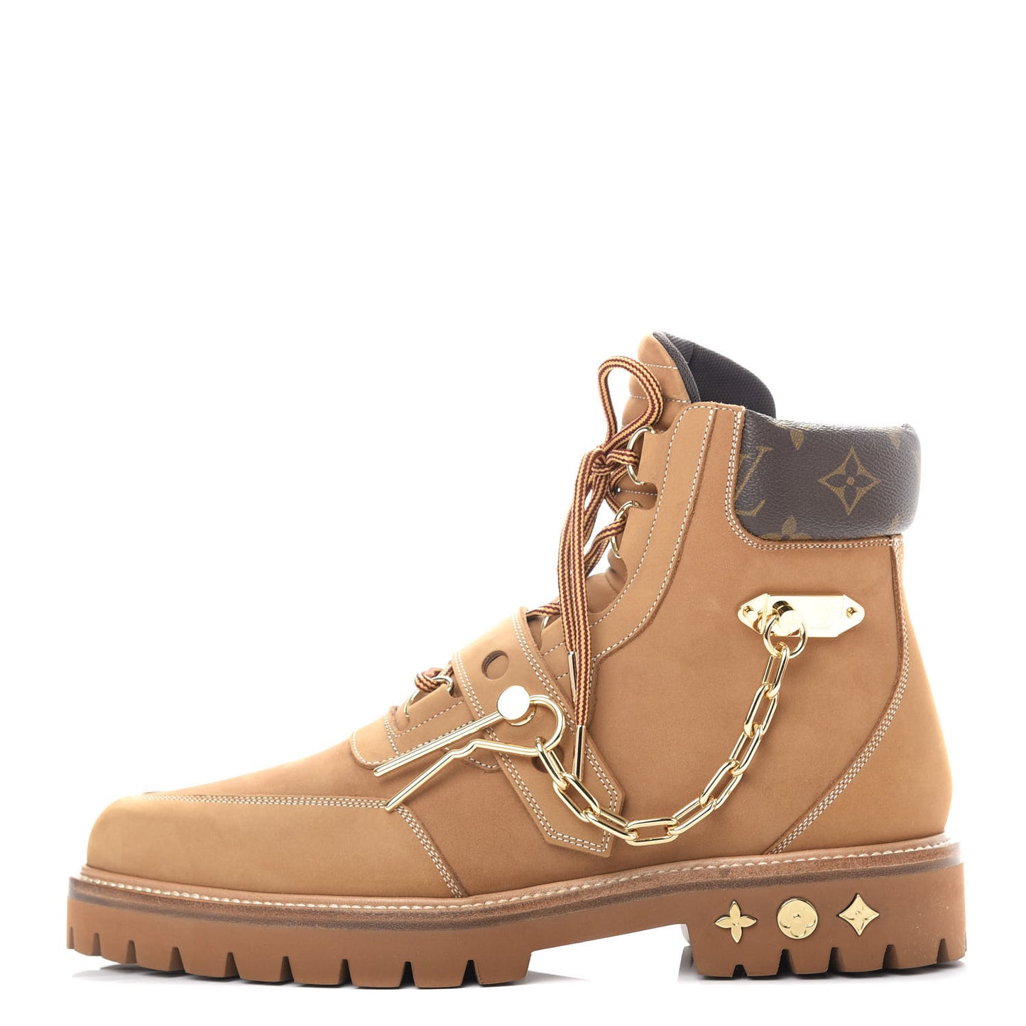 Suede Calfskin Monogram Mens Creeper Ankle Boots 8.5 Beige