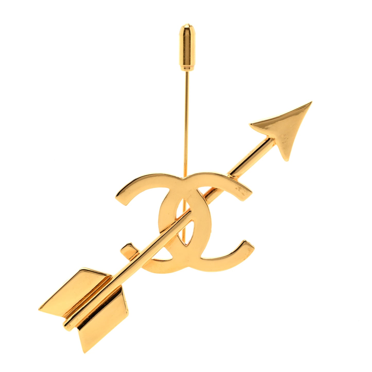 Metal CC Arrow Brooch Pin Gold