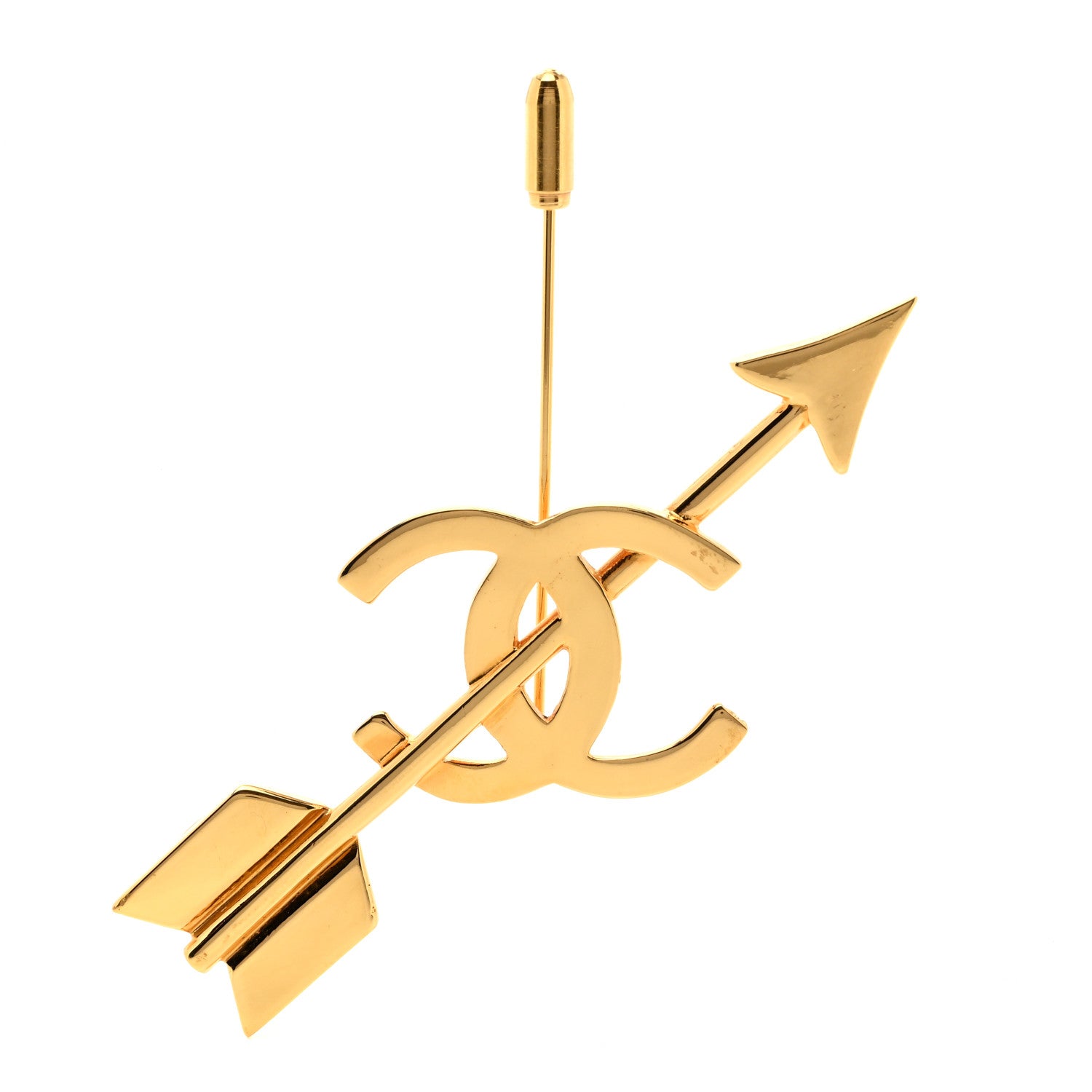 Chanel Metal CC Arrow Brooch Pin Gold 1 of 3
