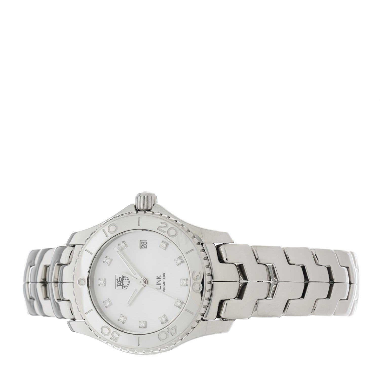 Tag Heuer Stainless Steel Diamond Mother of Pearl 27mm Link Quartz Watch WJ1319 2 of 5