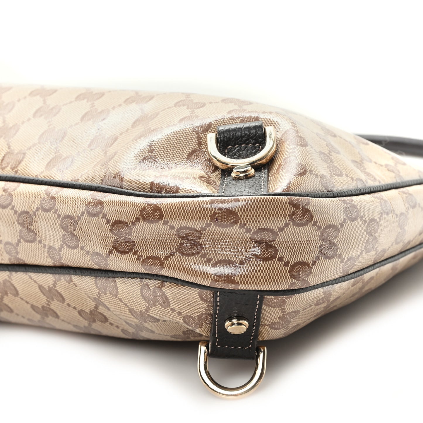 Crystal Monogram Large Abbey D Ring Hobo Dark Brown