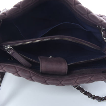 Chanel Iridescent Calfskin Small New Bubble Quilt Tote Plum 5 of 10