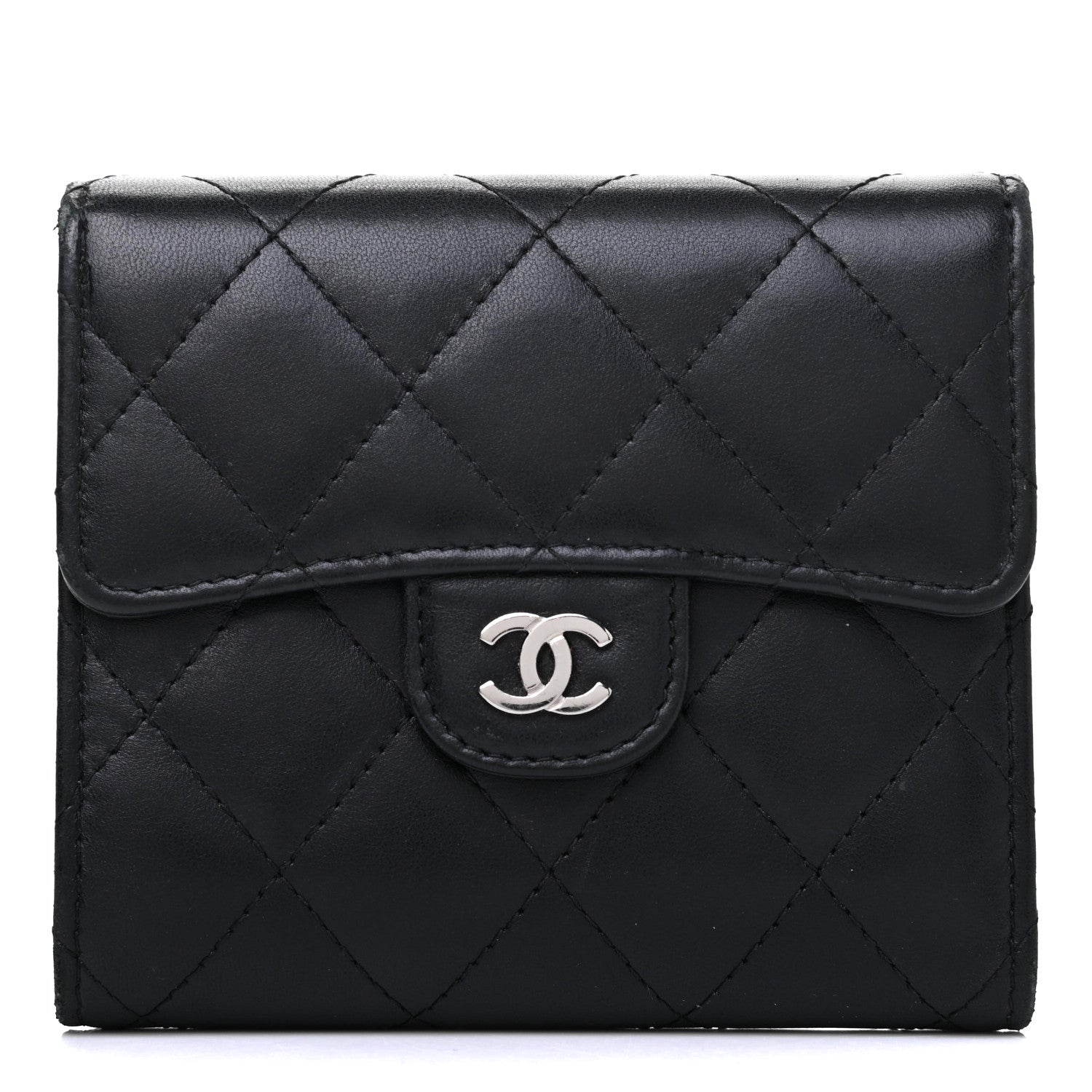 Chanel Lambskin Quilted Compact Flap Wallet Black 1 of 11