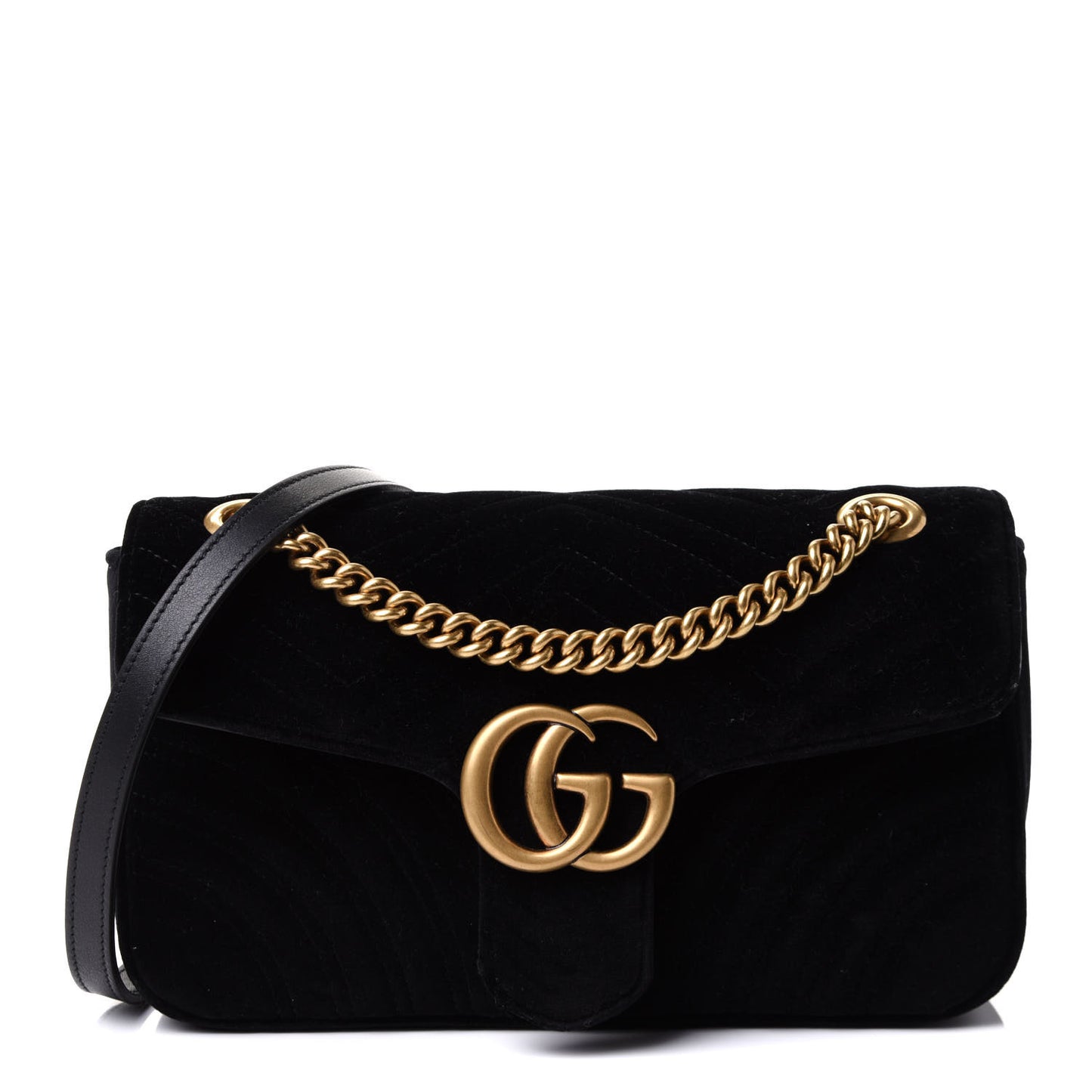 Velvet Matelasse Small GG Marmont Shoulder Bag Black