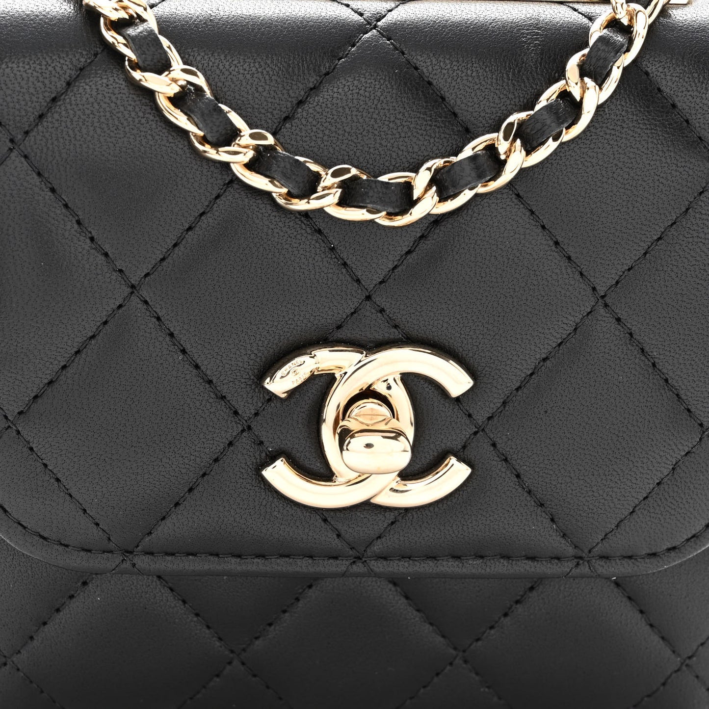 Lambskin Quilted Mini Trendy CC Clutch With Chain Black