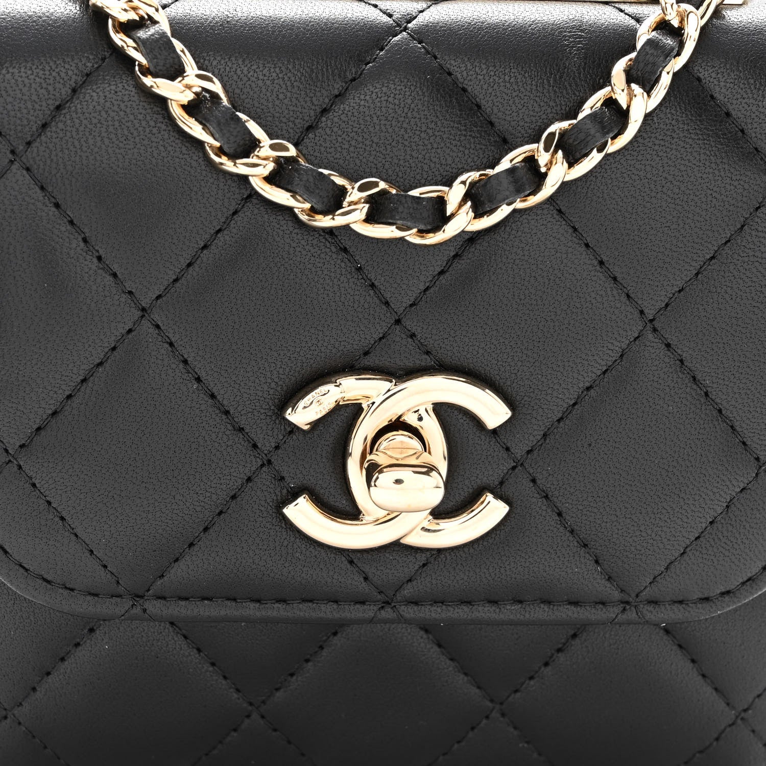 Chanel Lambskin Quilted Mini Trendy CC Clutch With Chain Black 7 of 9