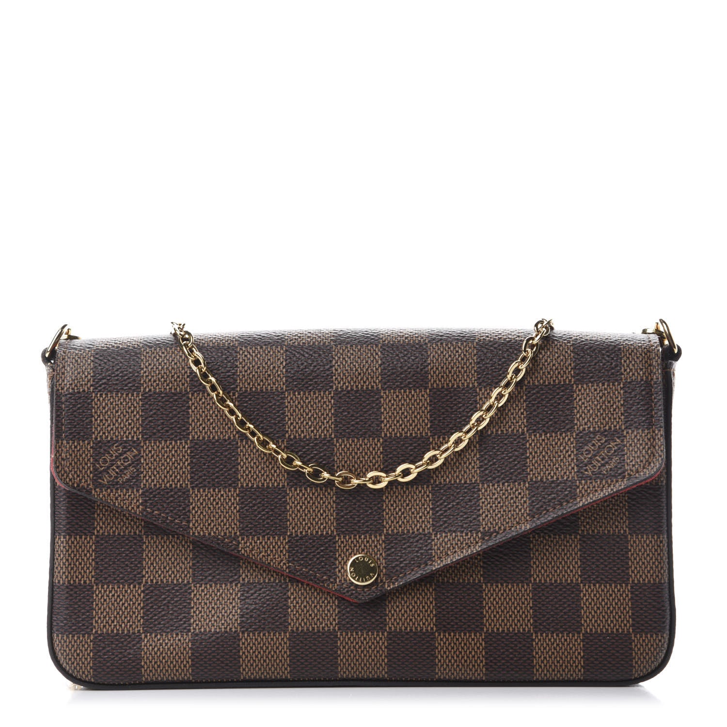 Louis Vuitton Damier Ebene Pochette Felicie Chain Wallet 1 of 10