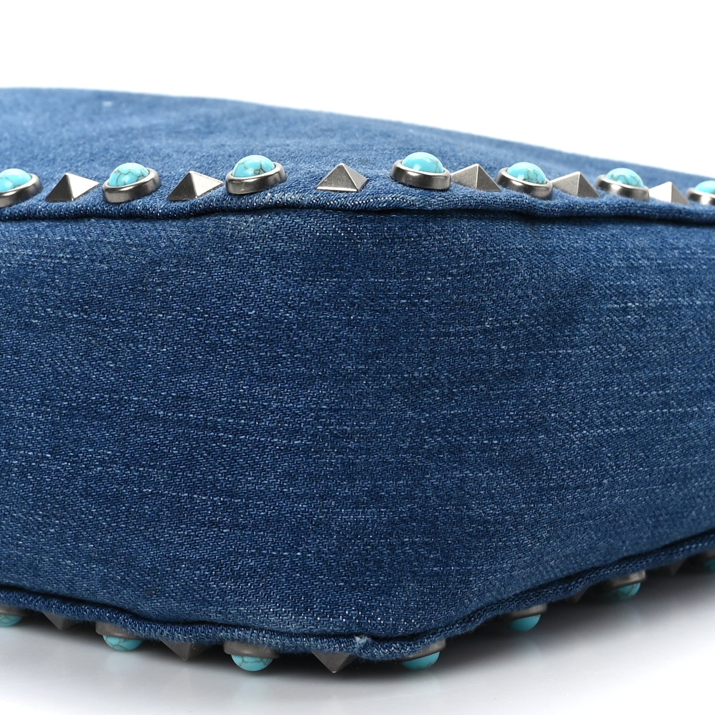 Denim Small Guitar Strap Rockstud Rolling Flip-Lock Messenger Bag Blue