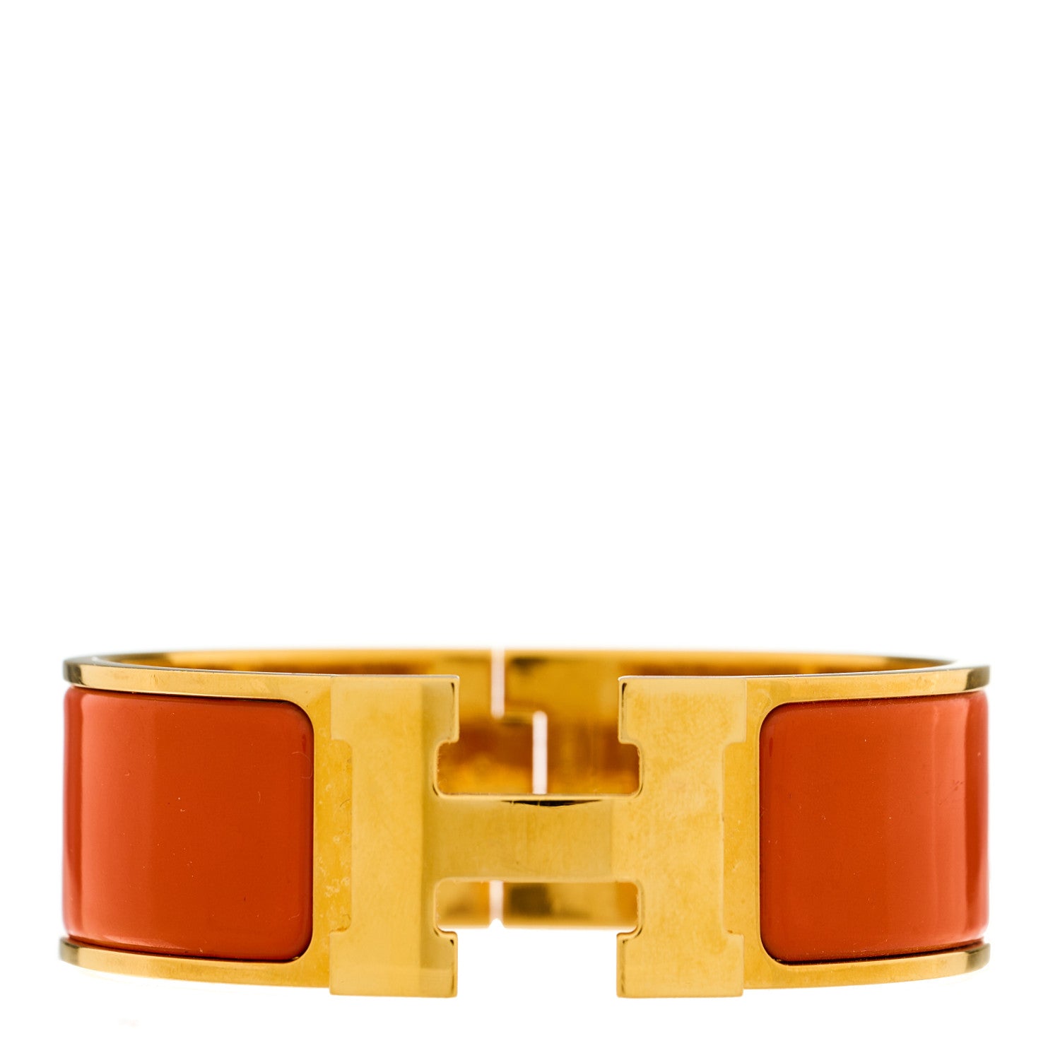 Hermes Enamel Wide Clic Clac H Bracelet PN Orange 1 of 3