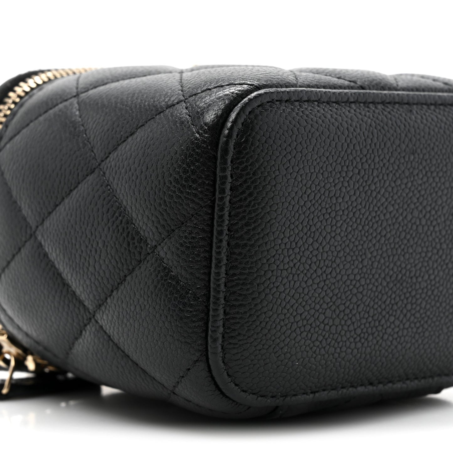 Caviar Quilted Tiny CC Mini Vanity Case With Chain Black