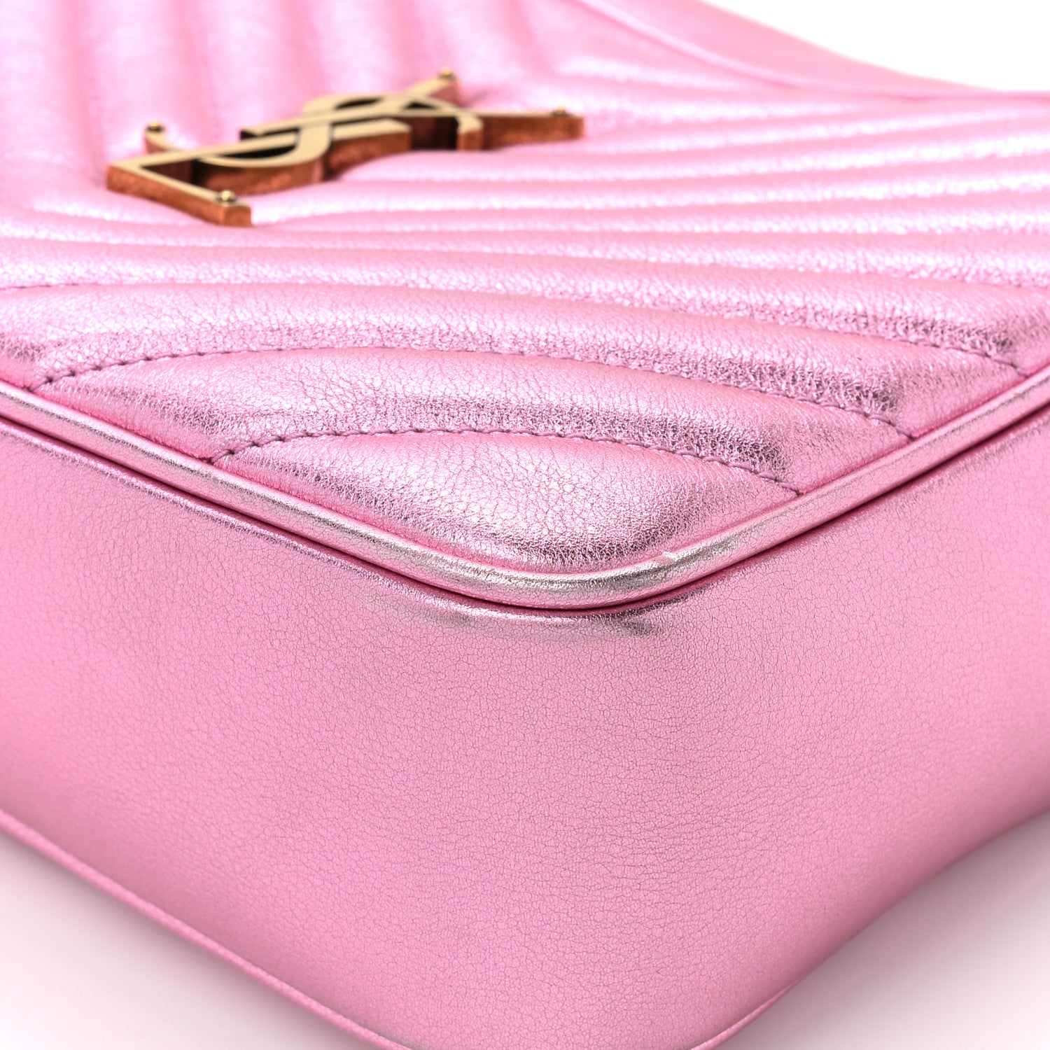 Saint Laurent SAINT LAURENT Metallic Calfskin Matelasse Monogram Lou Camera Bag Vegas Pink 12 of 12