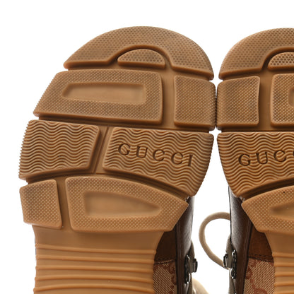 Gucci X SEGA Suede Shearling Calfskin GG Monogram Womens Flashtrek High-Top Sneakers 36 New Cuir Beige Ruggine 6 of 8