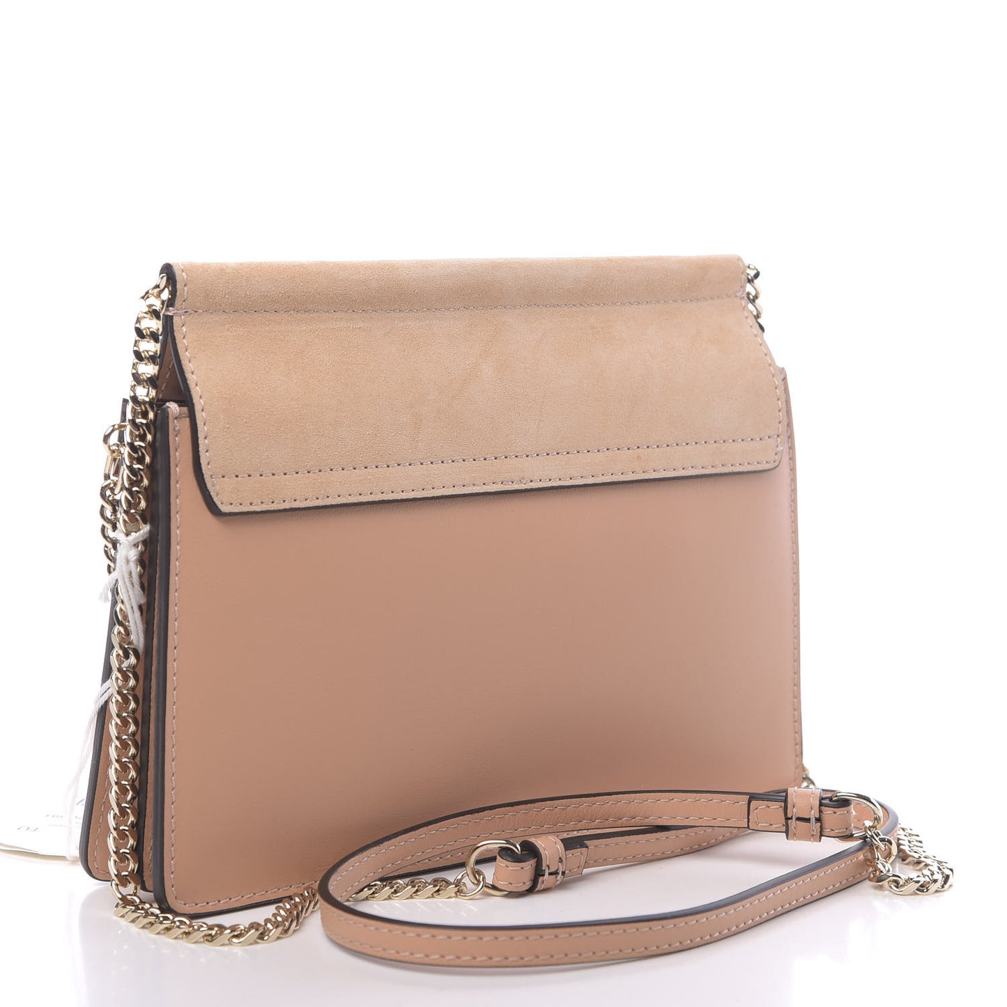 Calfskin Suede Mini Chain Faye Shoulder Bag Milky Orange