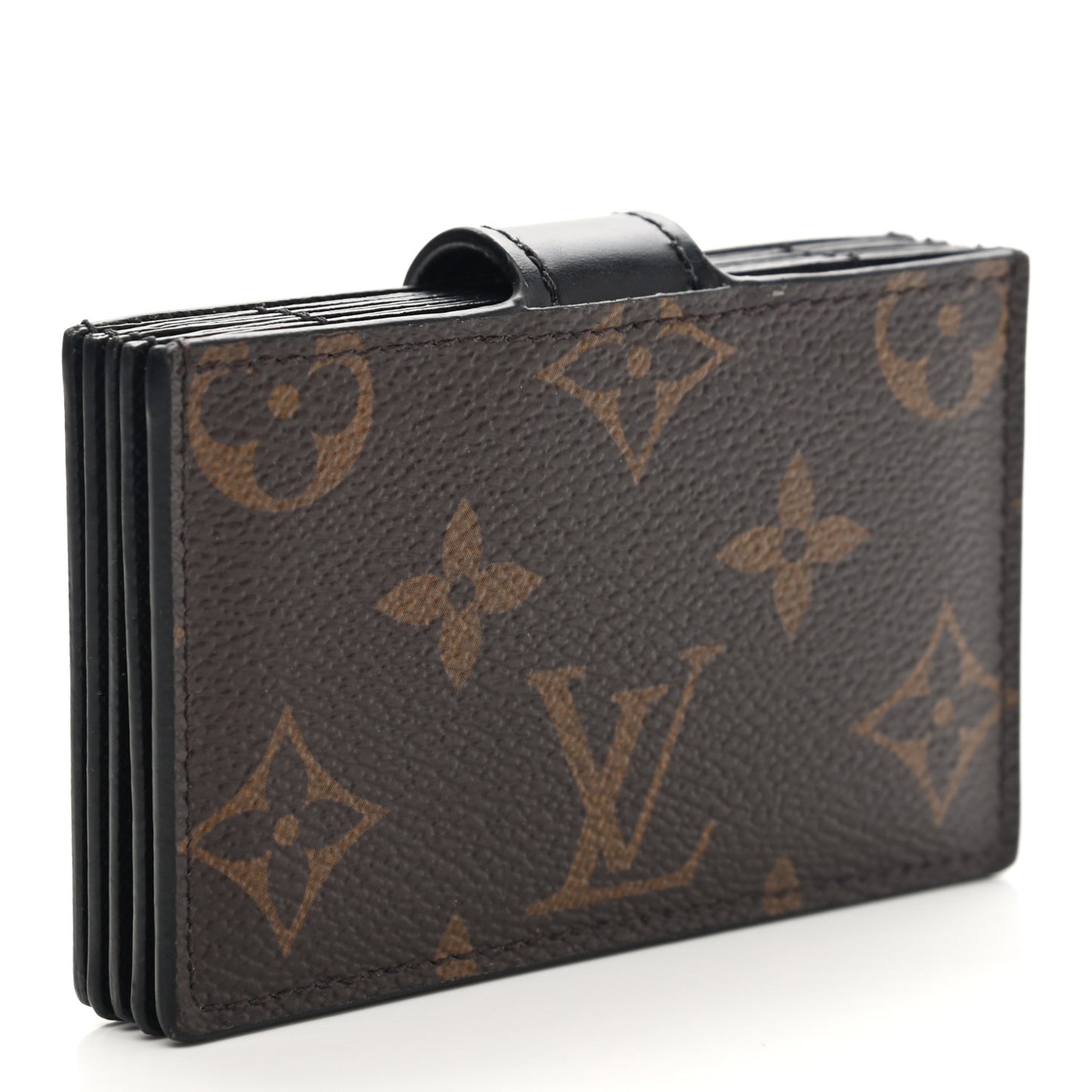 Monogram Gusset Card Holder Black