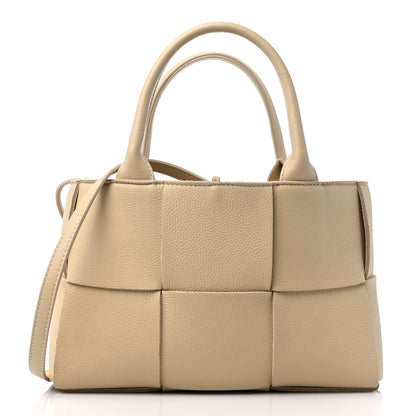 Bottega Veneta Gained Calfskin Maxi Intreccio Mini Arco Tote Porridge 3 of 9