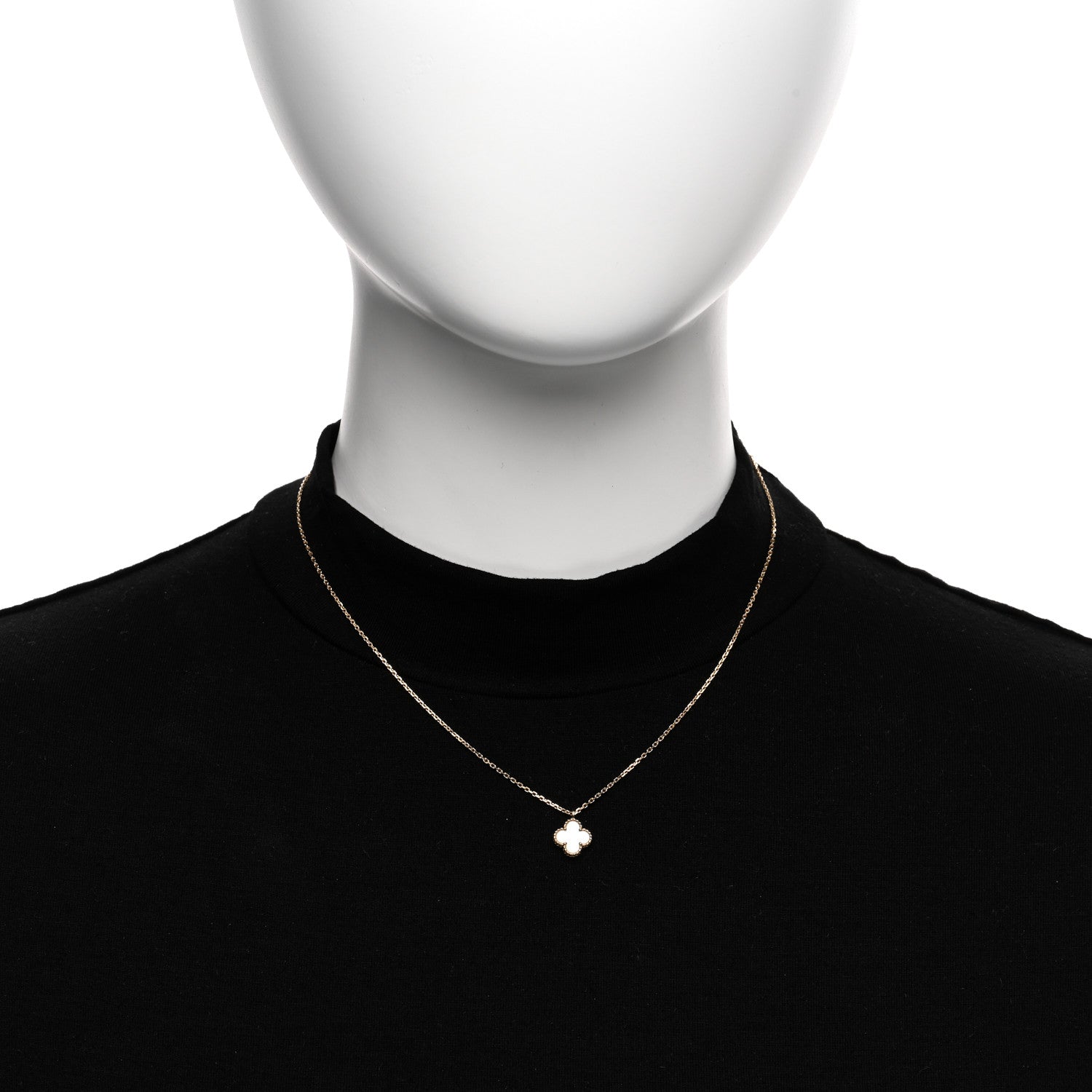 Van Cleef & Arpels 18K Yellow Gold Mother of Pearl Sweet Alhambra Pendant Necklace 2 of 5