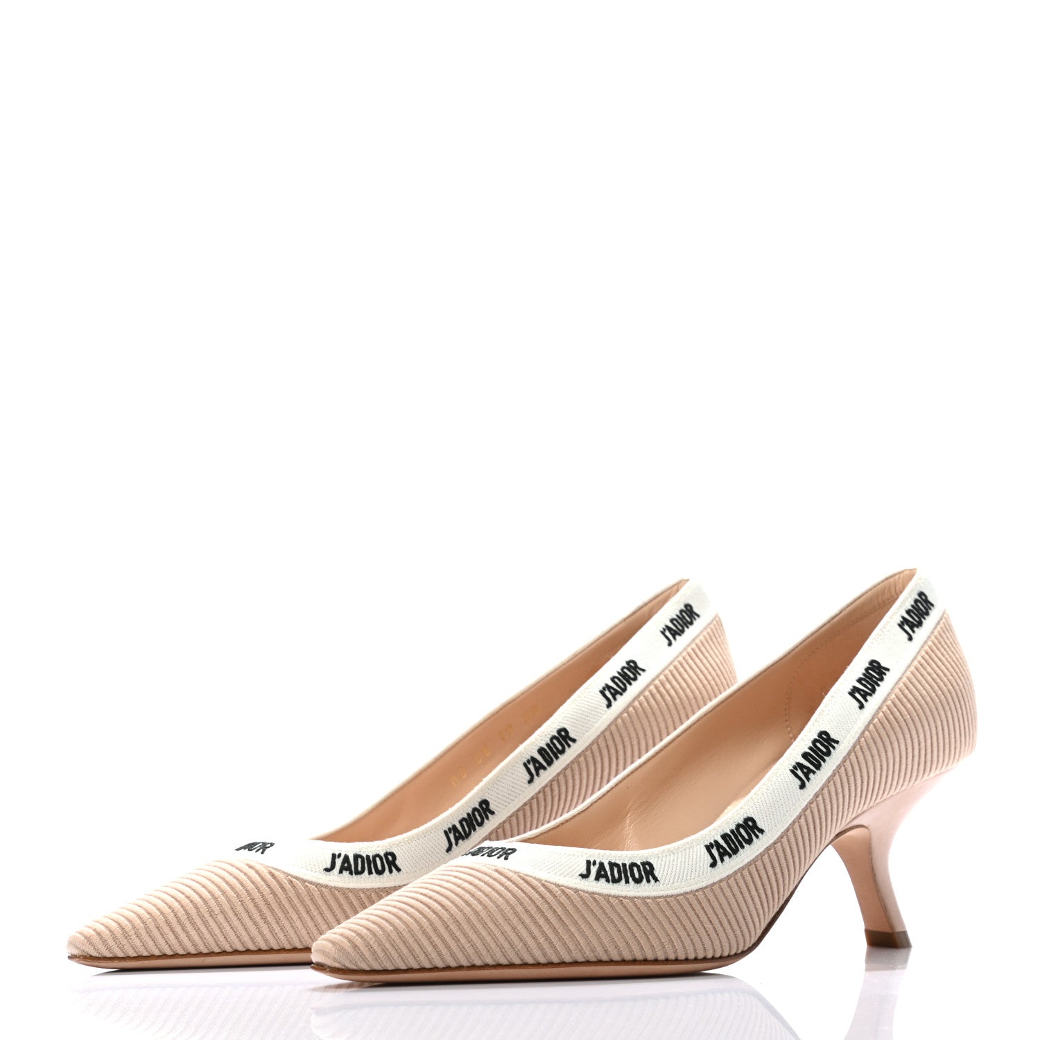 Christian Dior Technical Canvas Ribbon Embroidered J'Adior 65mm Pumps 38 Powder Nude 3 of 8