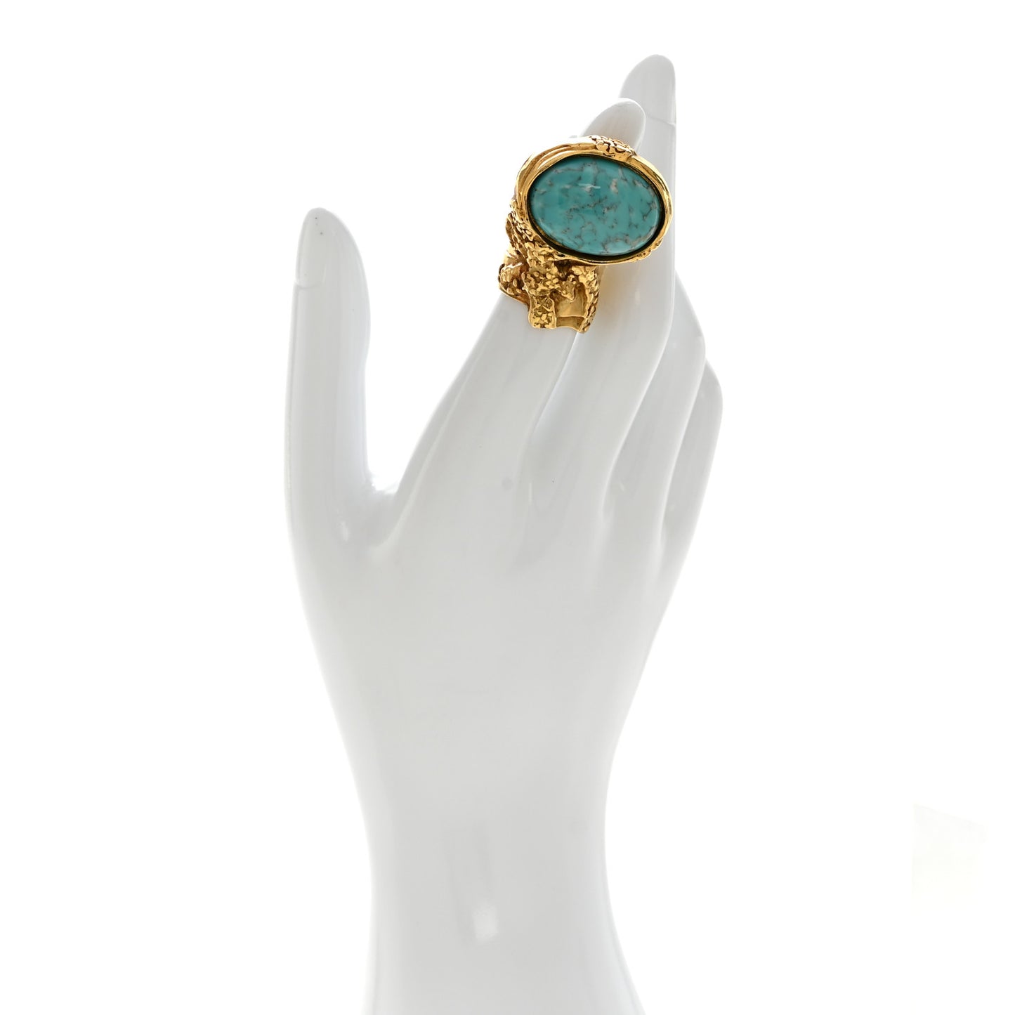 Glass Cabochon Arty Ovale Ring 47 4 Gold Turquoise