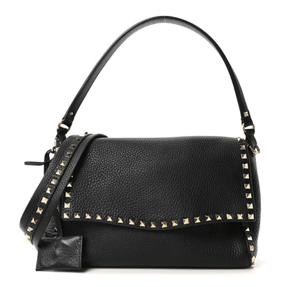 Valentino Garavani Pebbled Calfskin Messenger Bag Black 1 of 9