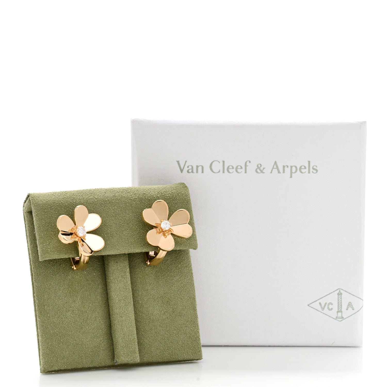 Van Cleef & Arpels 18K Yellow Gold Diamond Small Frivole Earrings 6 of 6