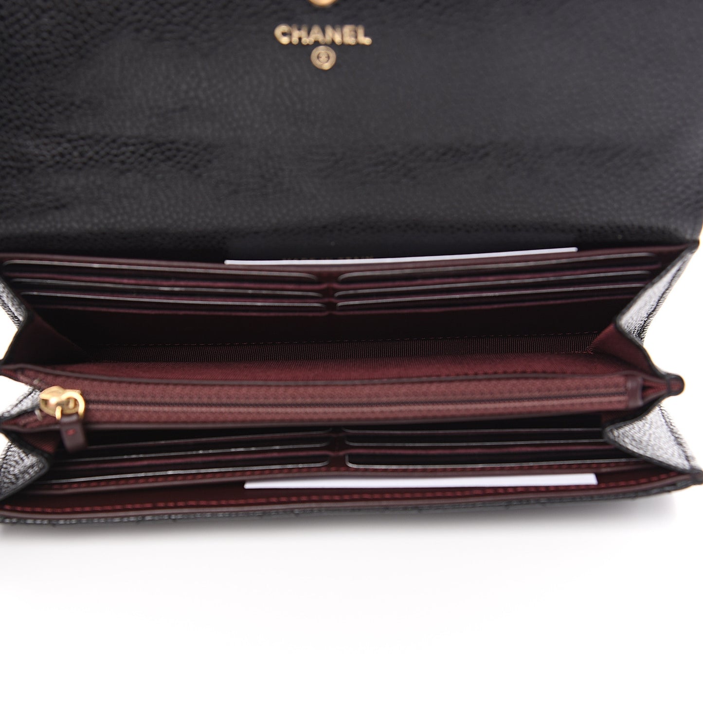 Caviar Quilted Large Gusset Flap Wallet Black
