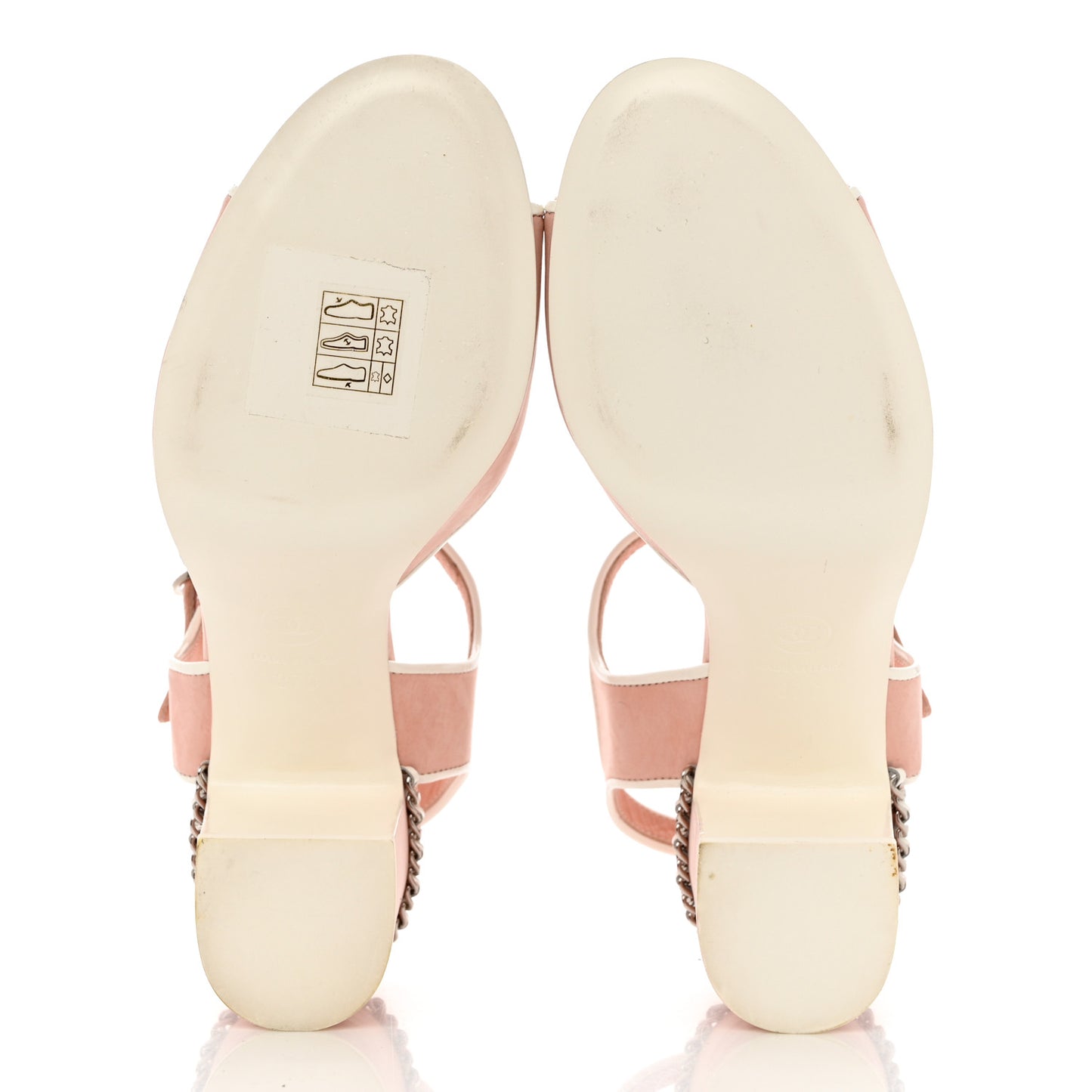 Suede Patent Chain CC Sandals 37 Pink White