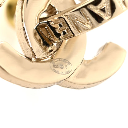 Chanel Lambskin Crystal CC Round Earrings Black Gold 4 of 4