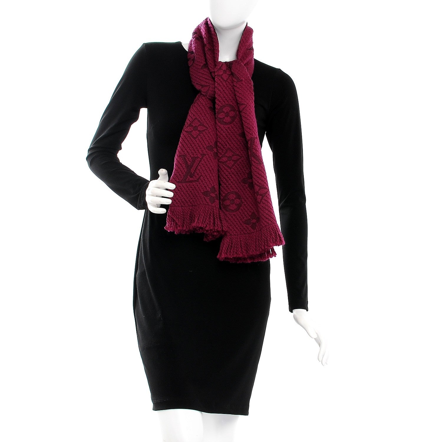 Louis Vuitton Wool Silk Logomania Scarf Cherry 2 of 4