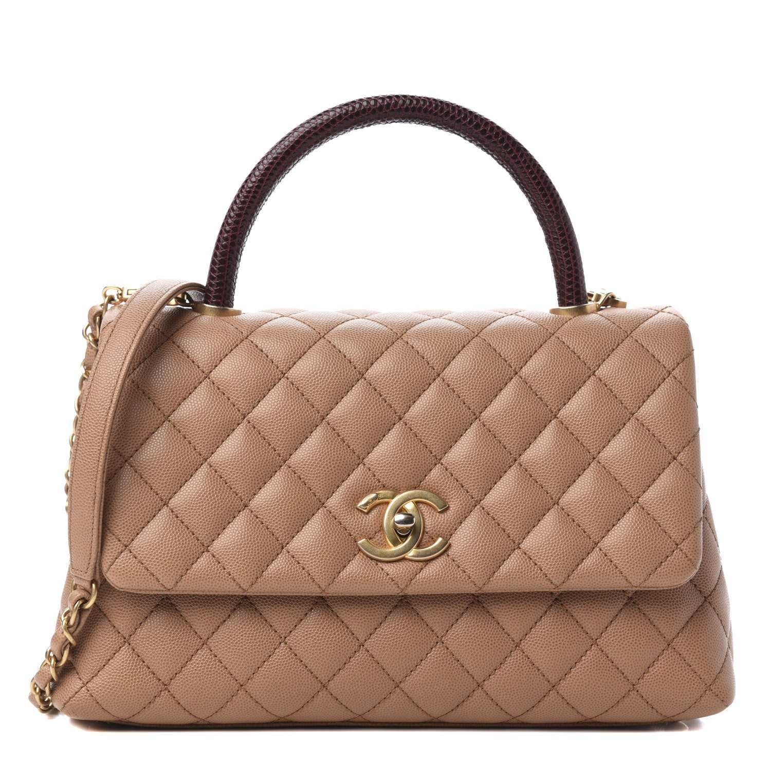 Chanel Caviar Lizard Quilted Small Coco Handle Flap Beige 1 of 13