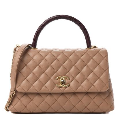 Chanel Caviar Lizard Quilted Small Coco Handle Flap Beige 1 of 13