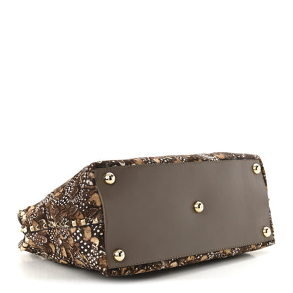 Valentino Garavani Calf Hair Feather Rockstud Dome Satchel Brown 4 of 9