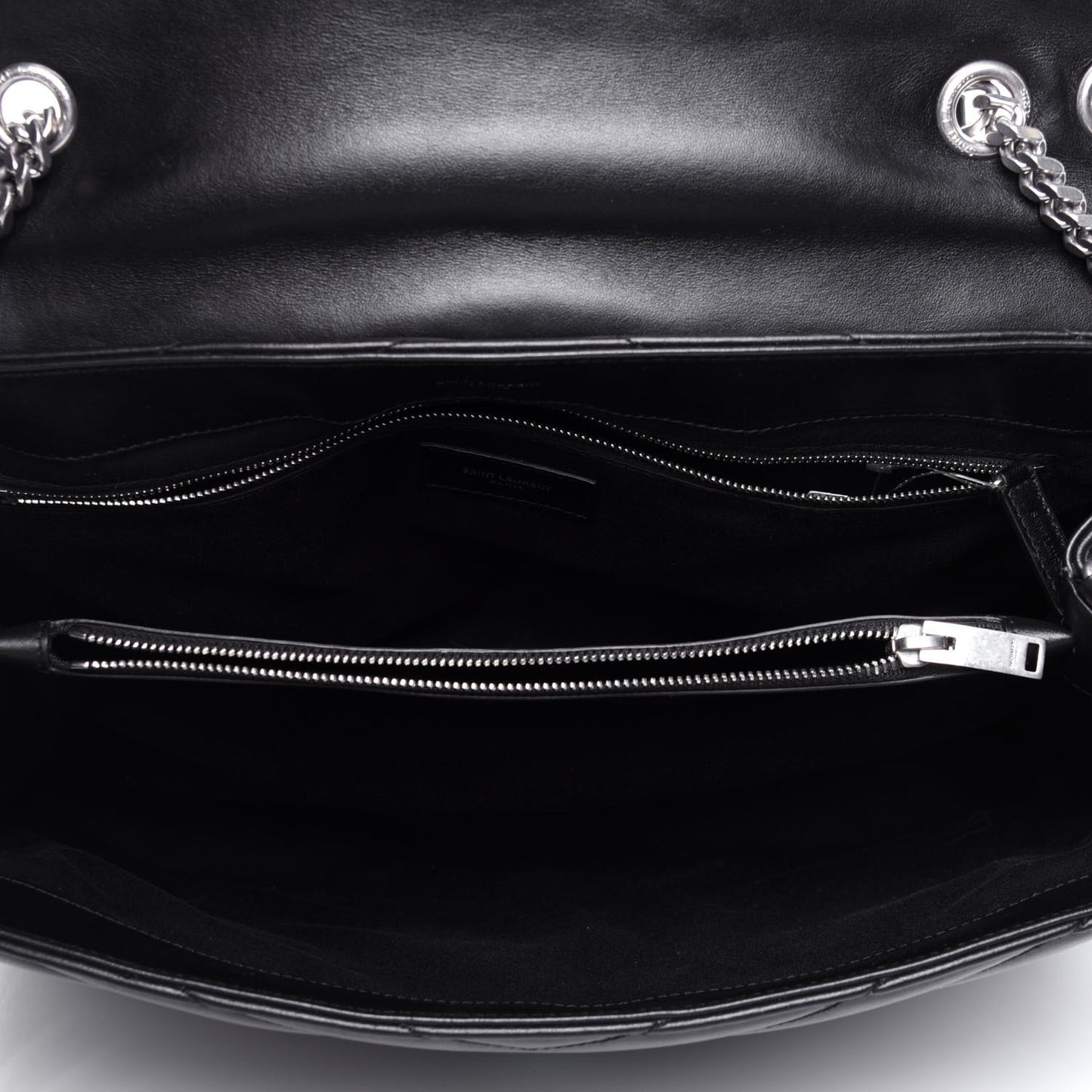 Calfskin Y Quilted Monogram Large Loulou Chain Satchel Black