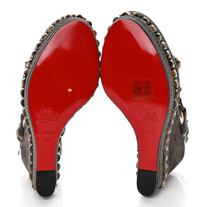 Christian Louboutin Veau Velours Cataclou 120 Wedge Sandals 37 Sand 5 of 7