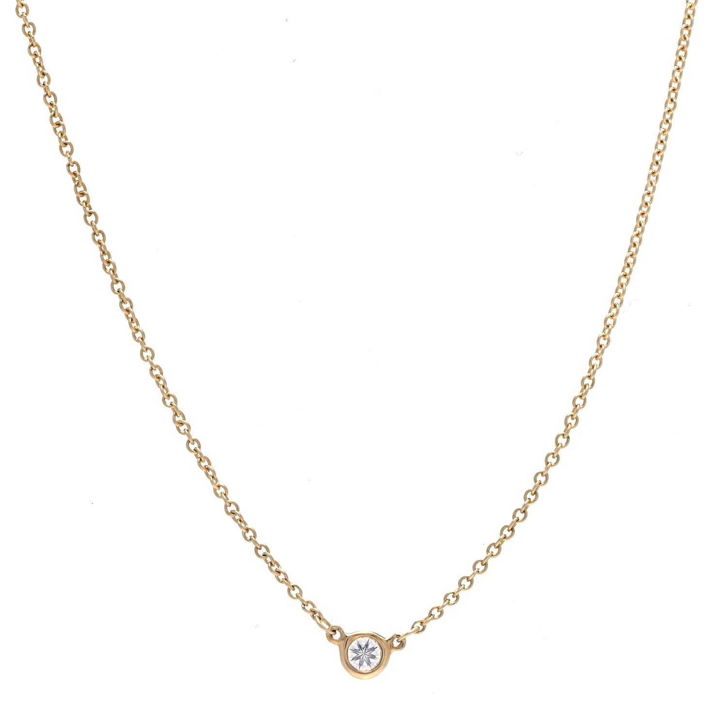 Tiffany 18K Yellow Gold Diamond .10ct Elsa Peretti Diamonds by the Yard Pendant Necklace 3 of 5