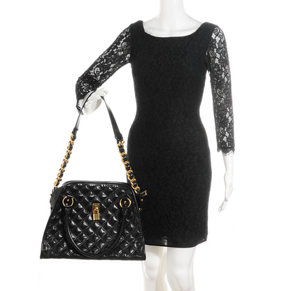 Marc Jacobs Lacquered Goatskin Quilting Class Satchel Black 2 of 10