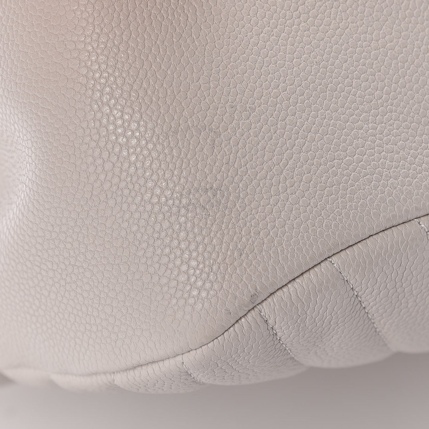 Caviar Chevron Quilted Large Puffy CC Flap White