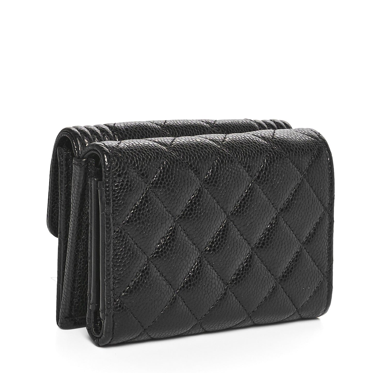 Caviar Quilted Small Boy Flap Wallet Black
