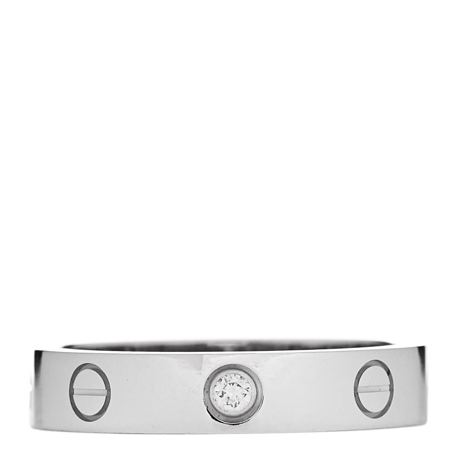 Cartier 18K White Gold Diamond 4mm LOVE Wedding Band Ring 54 6.75 1 of 6